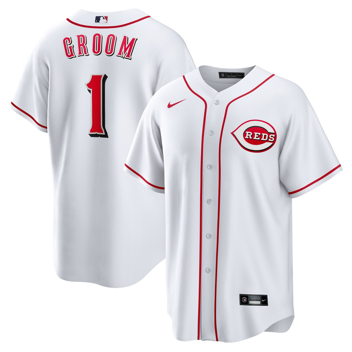 Cincinnati Reds White #1 Groom Home Replica Jersey