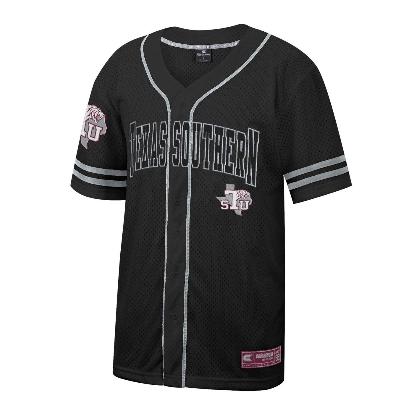 Colosseum Black Texas Southern Tigers Free Spirited Mesh Button-Up Baseball Jersey