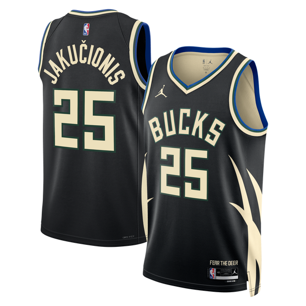 Milwaukee Bucks Jordan Brand Statement Edition Swingman Jersey - Hunter Green - Kasparas Jakučionis