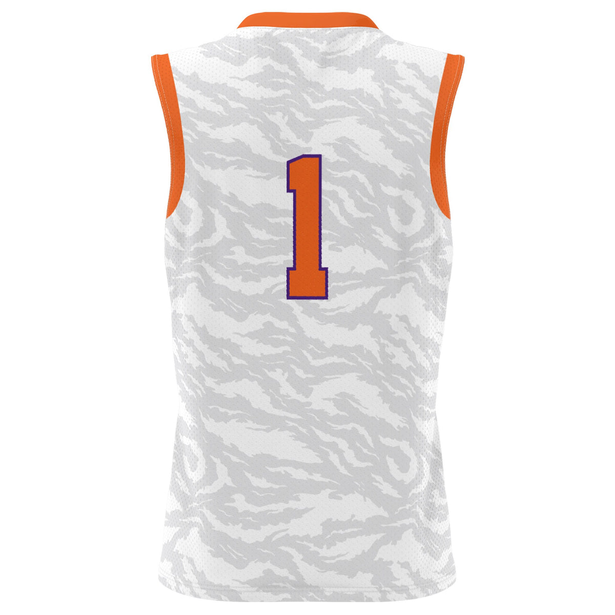 #1 Clemson Tigers GameDay Greats Lightweight Tiger Print Basketball Jersey - White
