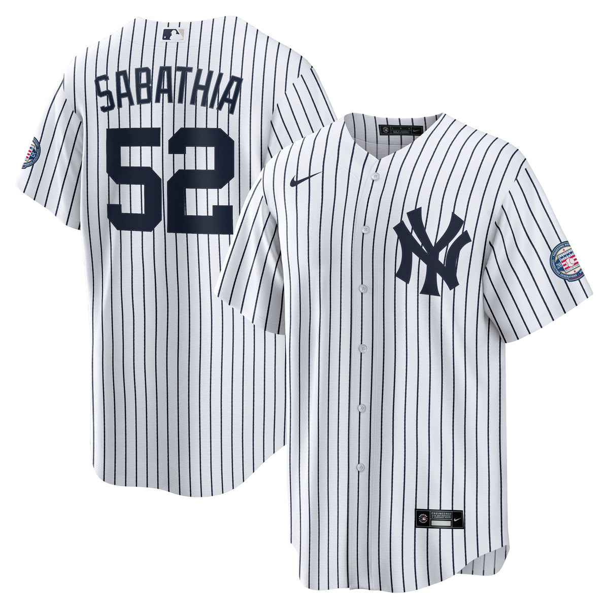 New York Yankees CC Sabathia White 2025 Baseball Hall of Fame Name & Number Retired Replica Jersey