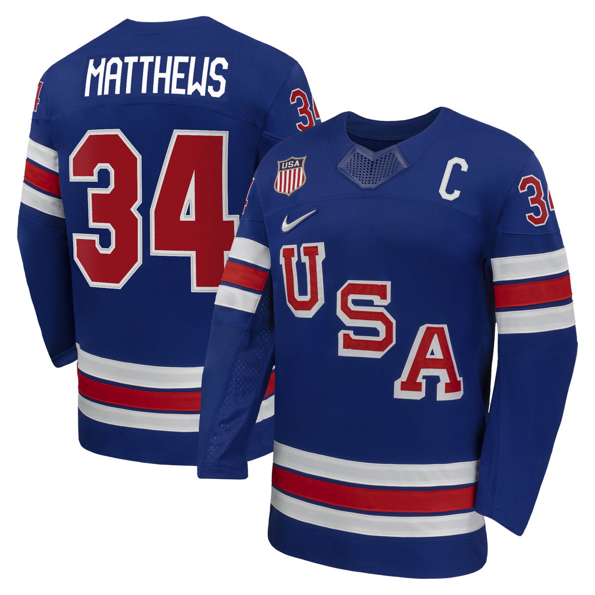 Auston Matthews Royal US Hockey 2026 Home Replica Jersey