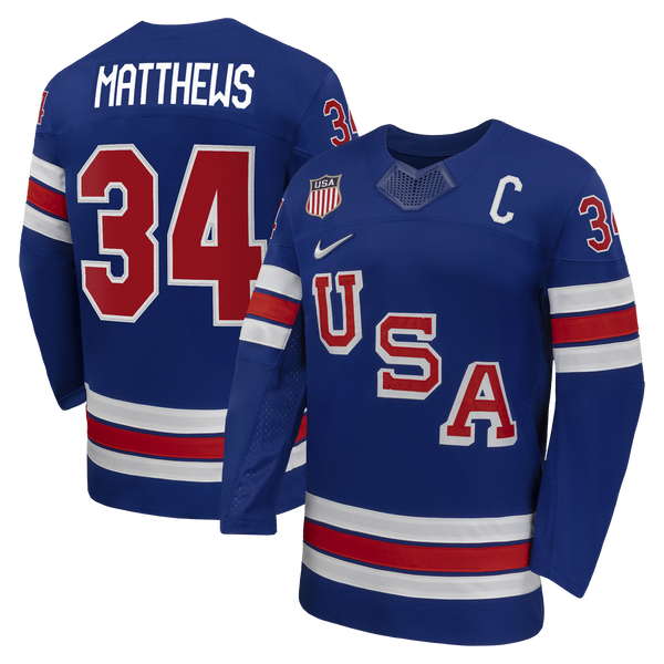 Auston Matthews Royal US Hockey 2026 Home Replica Jersey