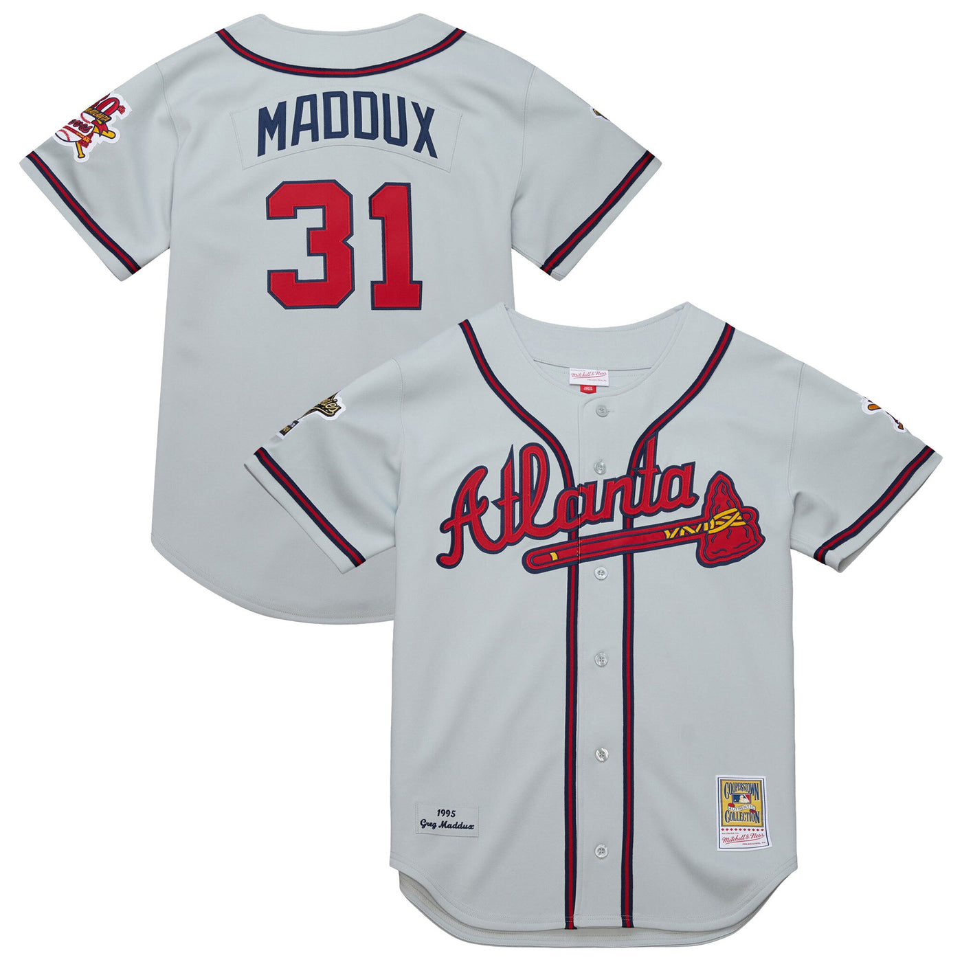 Atlanta Braves Greg Maddux Mitchell & Ness Gray 1995 Throwback Authentic Jersey