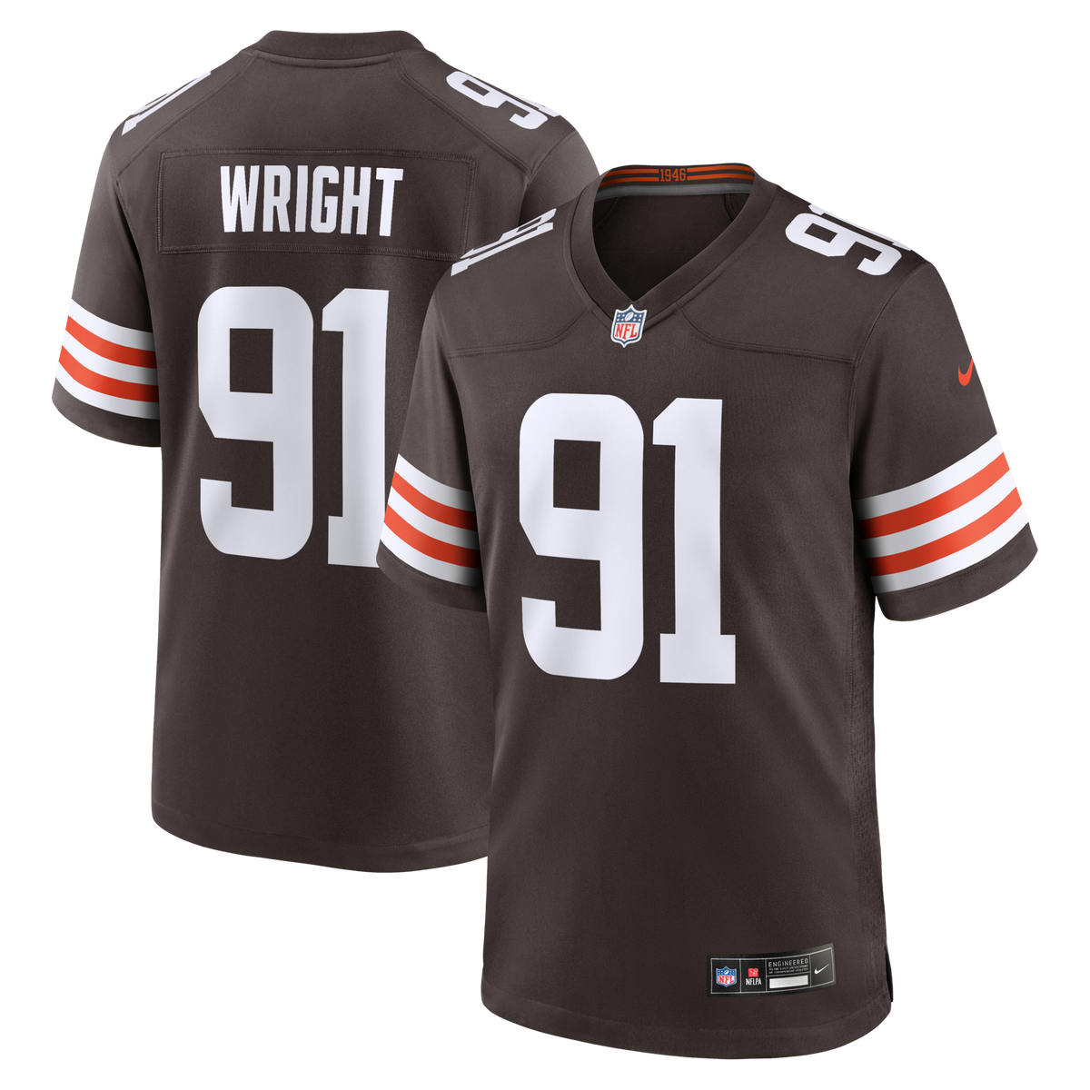 Cleveland Browns Alex Wright Brown Team Game Jersey