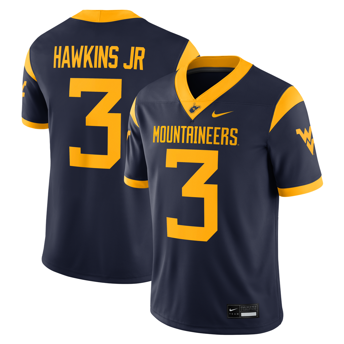 Michael Hawkins Jr. West Virginia Mountaineers Game Football Jersey - Navy
