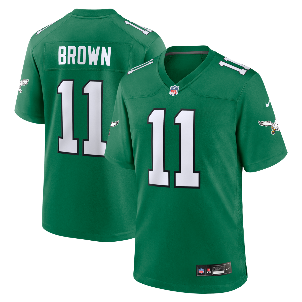 Philadelphia Eagles A.J. Brown Kelly Green Alternate Game Player Jersey