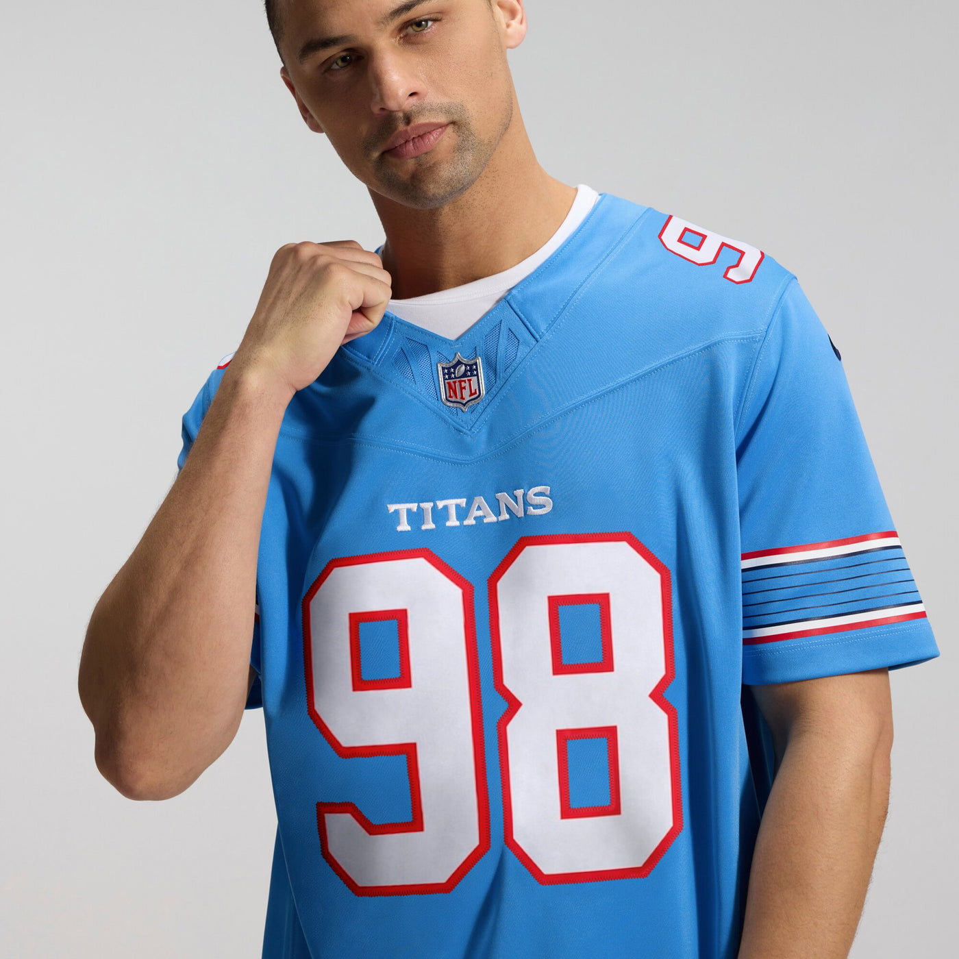 Tennessee Titans Jeffery Simmons Nike Light Blue Team Vapor F.U.S.E. Stitched Limited Jersey