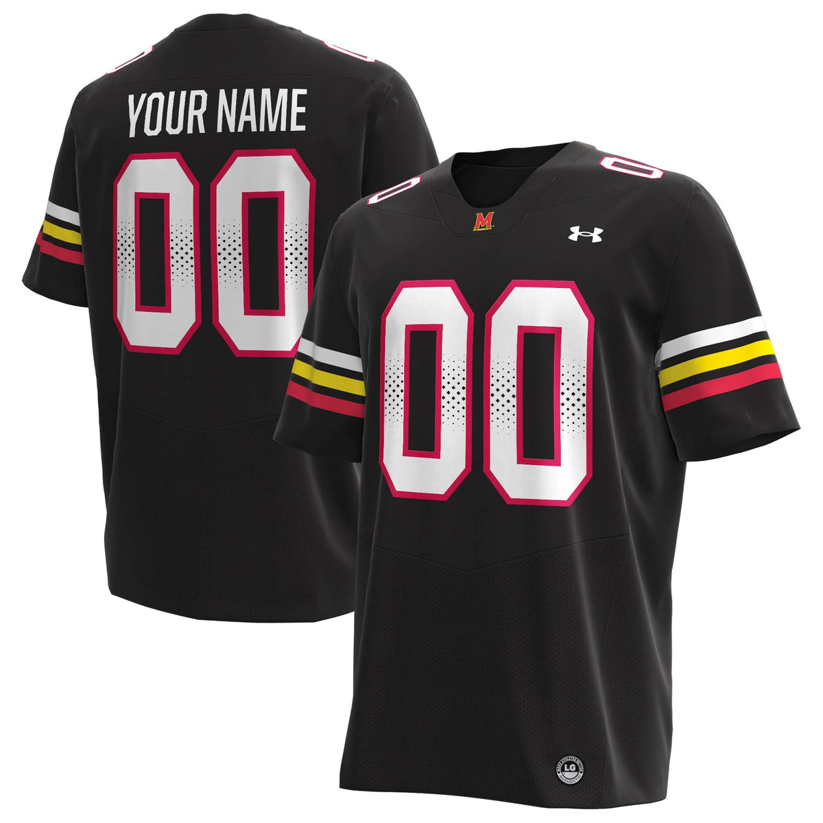 Maryland Terrapins Under Armour Custom Replica Football Jersey - Black
