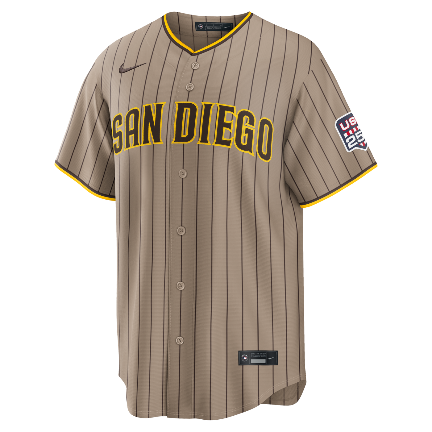 Fourth of July San Diego Padres Manny Machado Nike Sand USA 250 Stadium Jersey