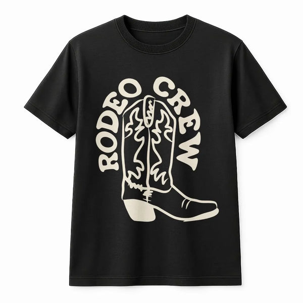 Rodeo Crew T-Shirt | Western Cowboy Boot Graphic | Cozy Cotton Blend | Matching Family First Birthday Gift
