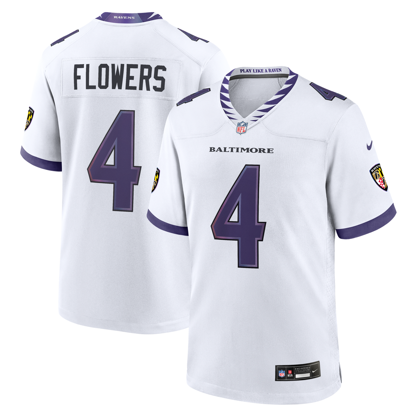 Baltimore Ravens Zay Flowers Nike White Game Jersey