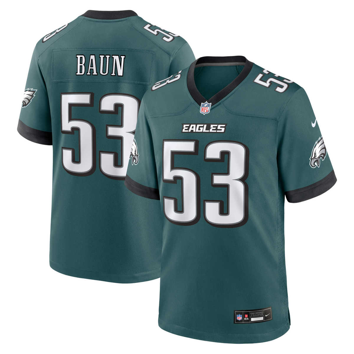 Philadelphia Eagles Zack Baun Midnight Green Team Game Jersey