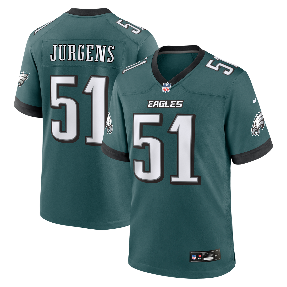 Philadelphia Eagles Cam Jurgens Midnight Green Team Game Jersey