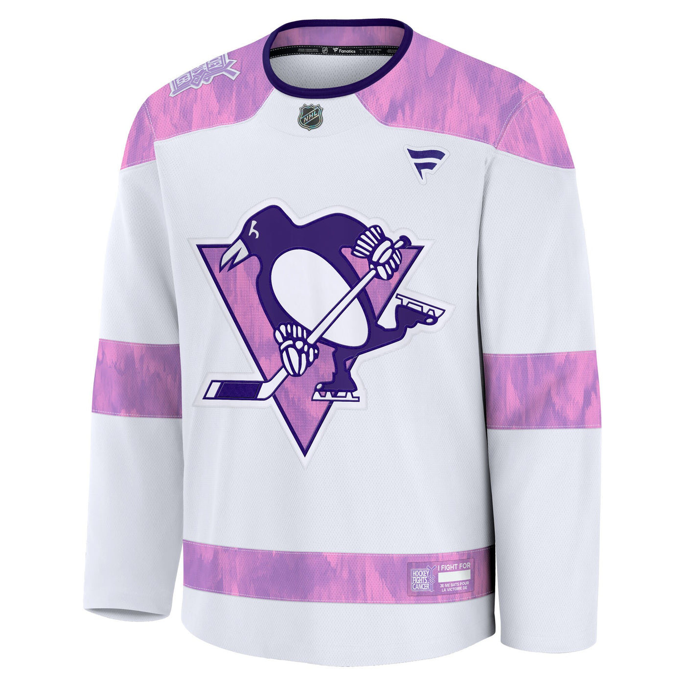 Pittsburgh Penguins Fanatics White Hockey Fights Cancer Survivor Practice Jersey