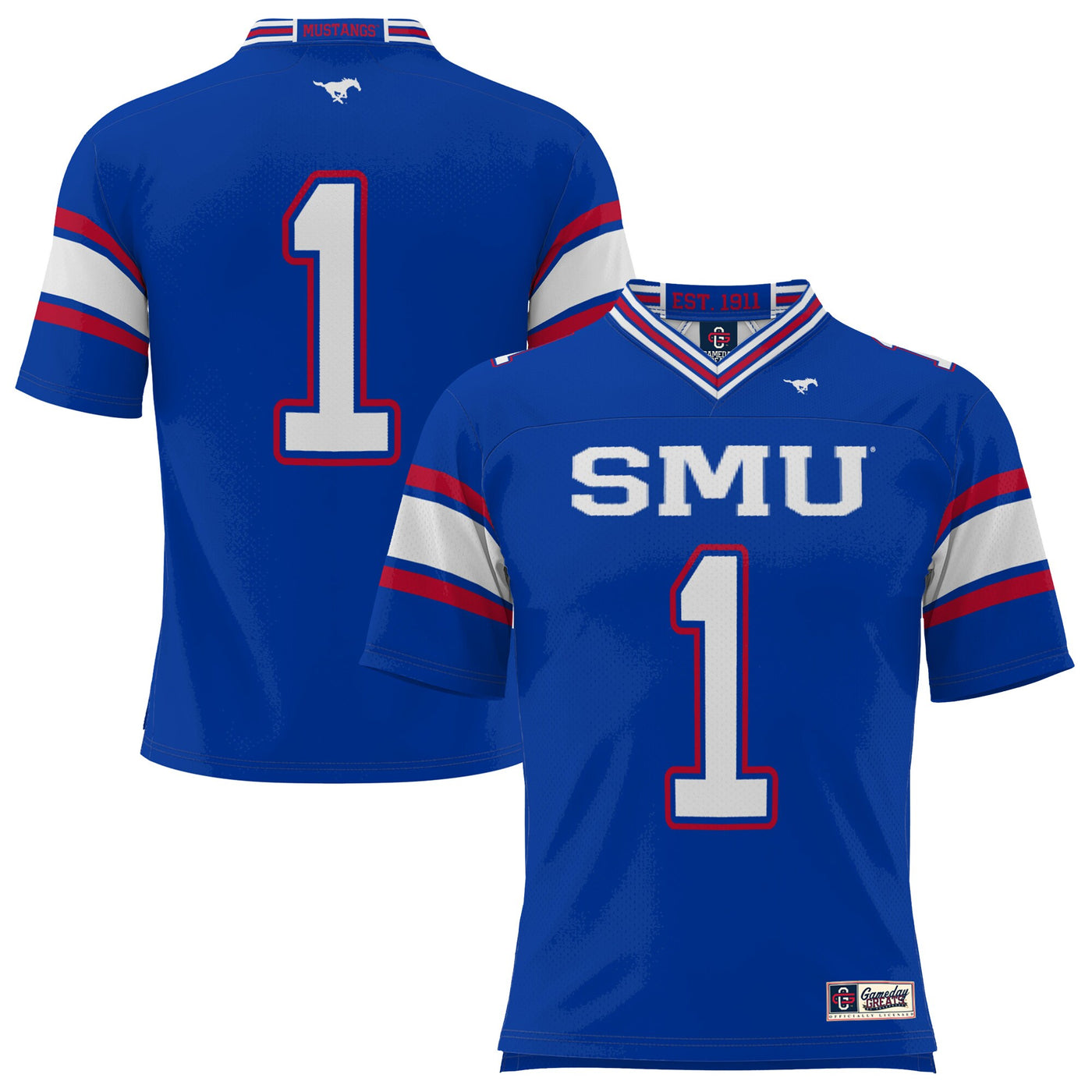 GameDay Greats #1 Royal SMU Mustangs Endzone Football Jersey
