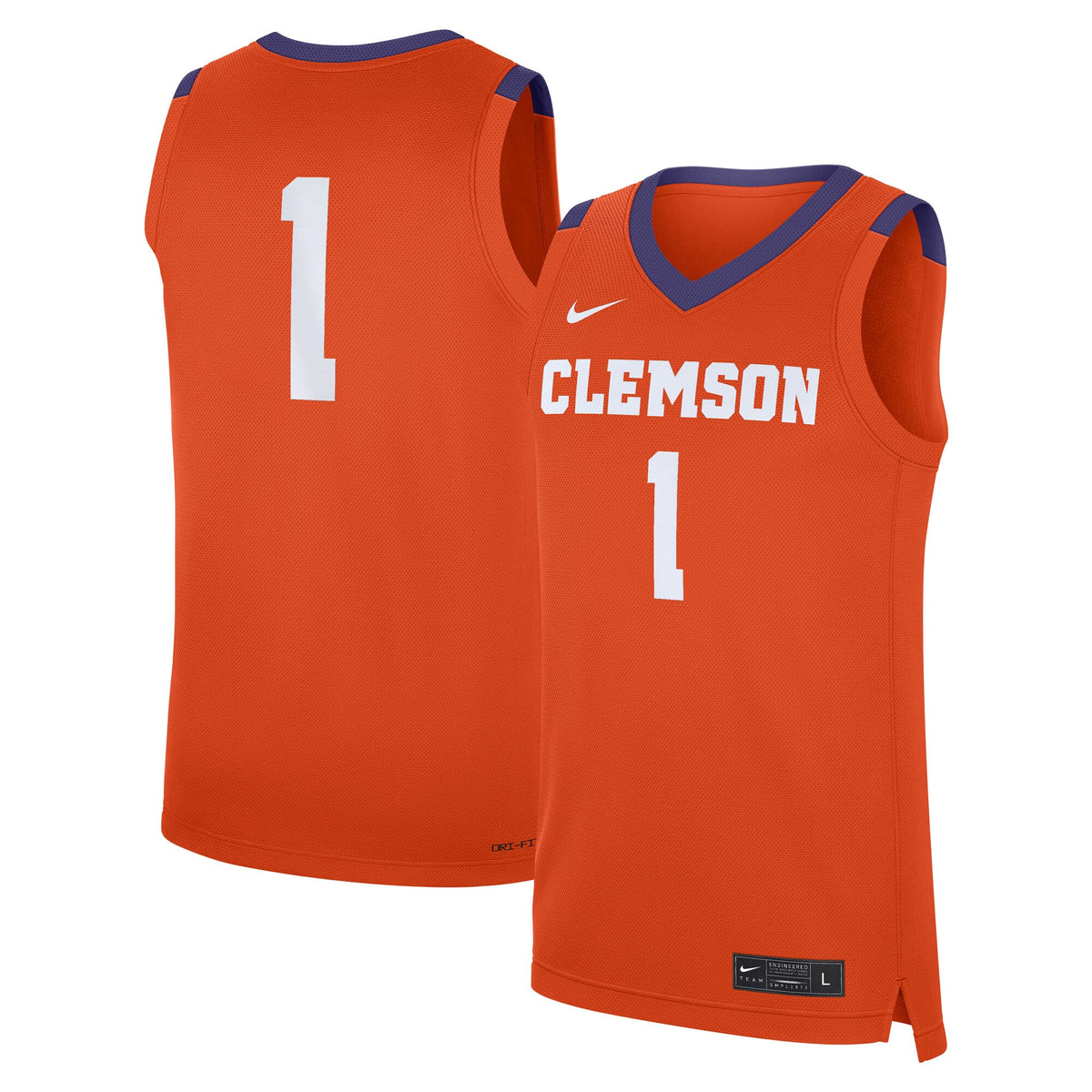 #1 Clemson Tigers Road Replica Jersey - Orange