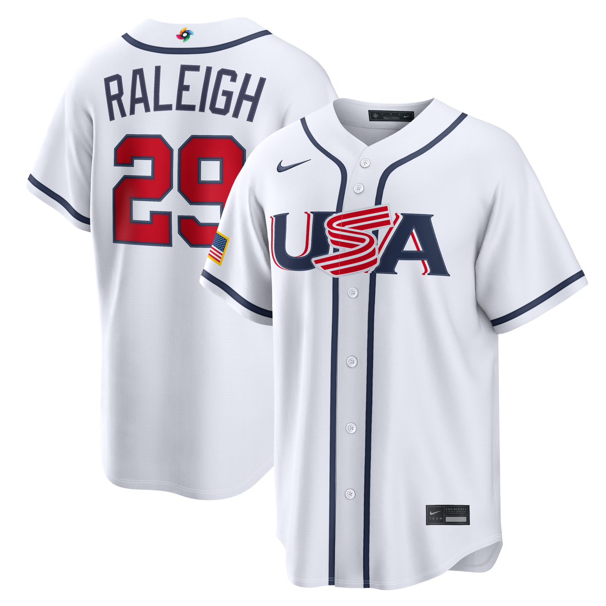 USA Baseball Cal Raleigh White 2026 World Baseball Classic Home Stadium Jersey