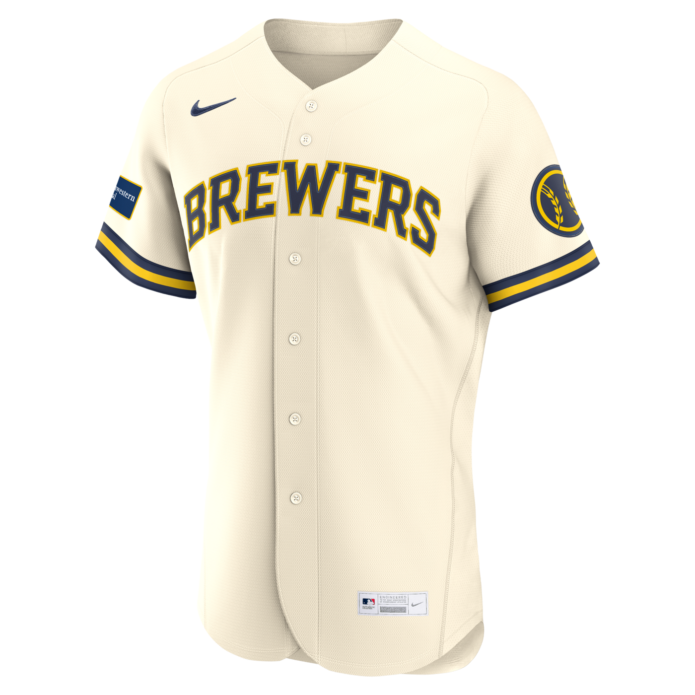 Milwaukee Brewers Nike Cream Home Sponsor Patch Authentic Jersey