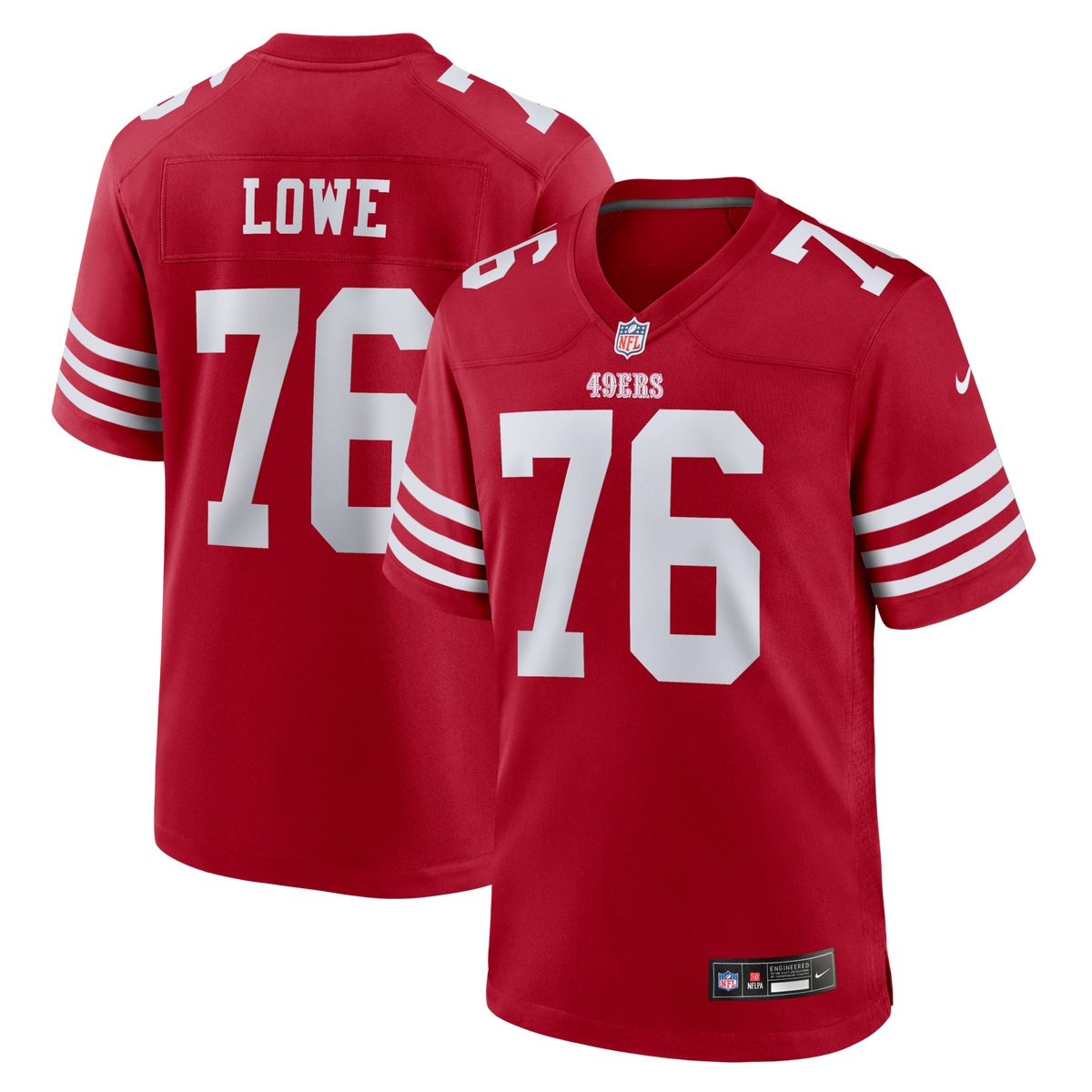 San Francisco 49ers Vederian Lowe Scarlet Team Game Jersey