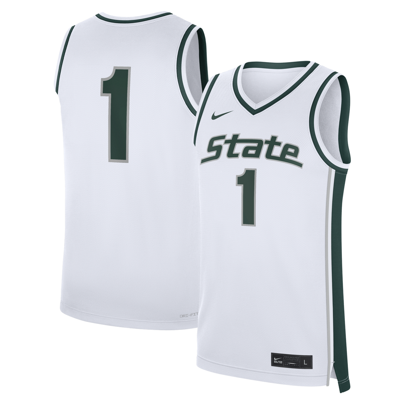 Nike White Michigan State Spartans #1 Alternate Replica Basketball Jersey