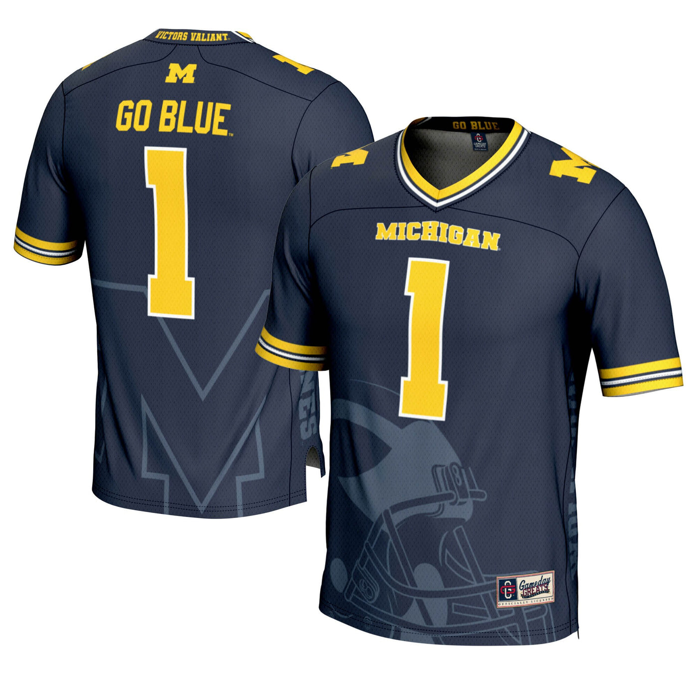 GameDay Greats #1 Navy Michigan Wolverines Icon Print Football Fashion Jersey