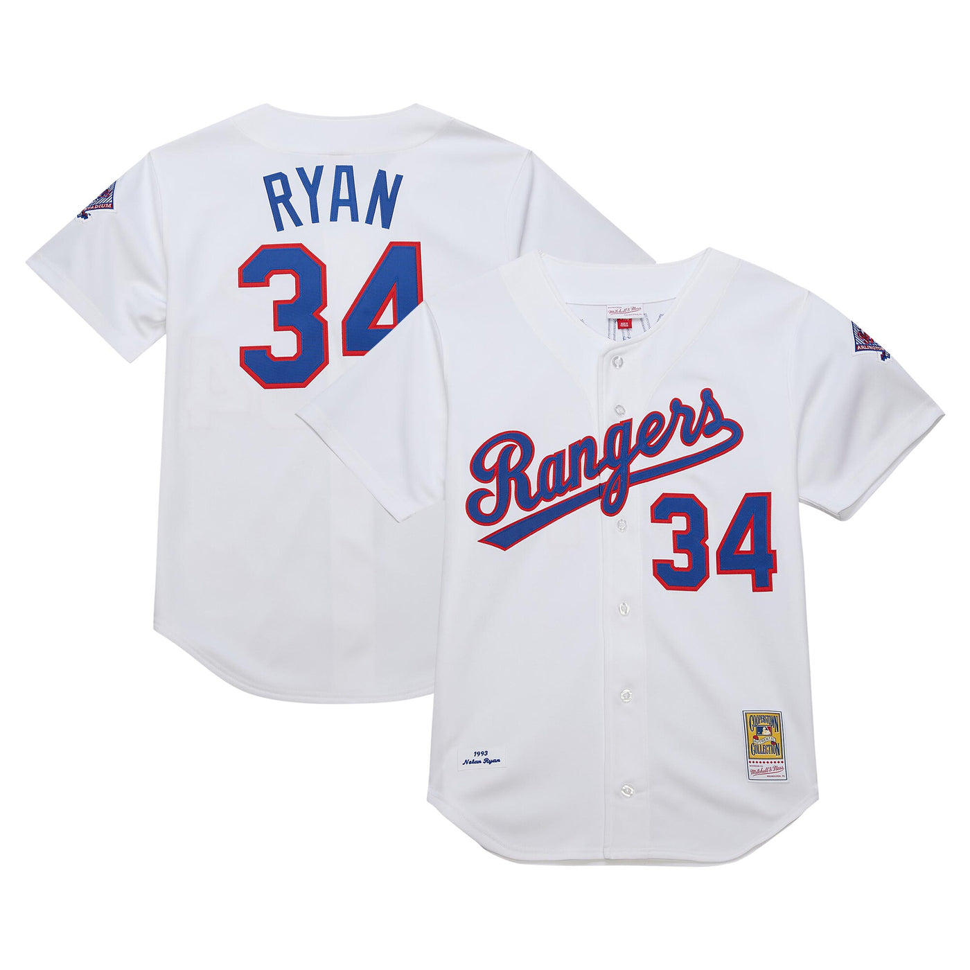 Texas Rangers Nolan Ryan Mitchell & Ness White 1993 Cooperstown Collection Authentic Jersey
