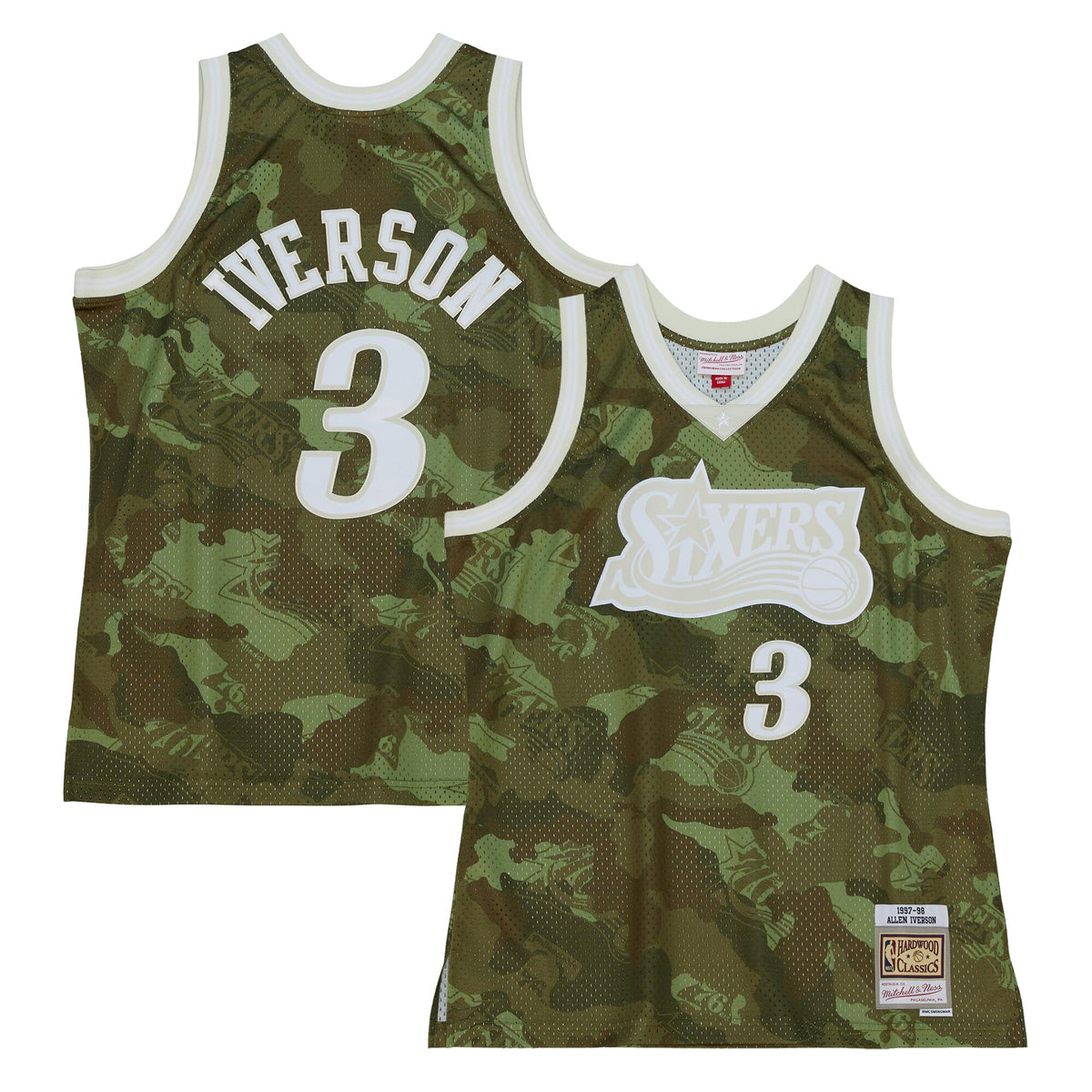 Philadelphia 76ers NBA Allen Iverson 1996 Ghost Green Camo Swingman Jersey By Mitchell & Ness -