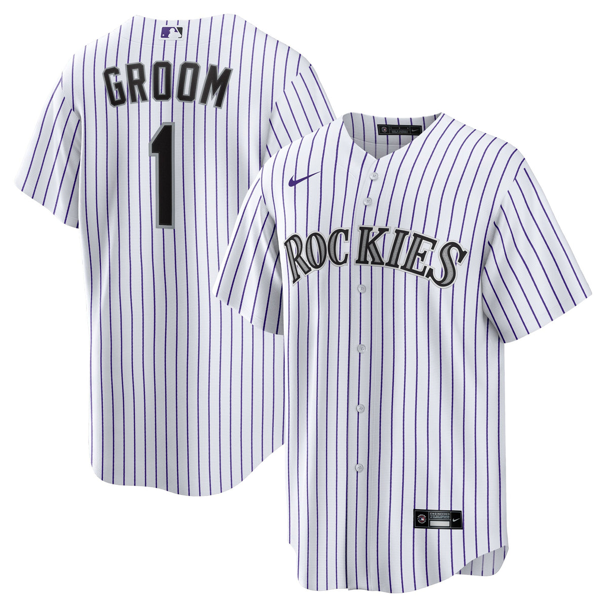 Colorado Rockies White #1 Groom Home Replica Jersey