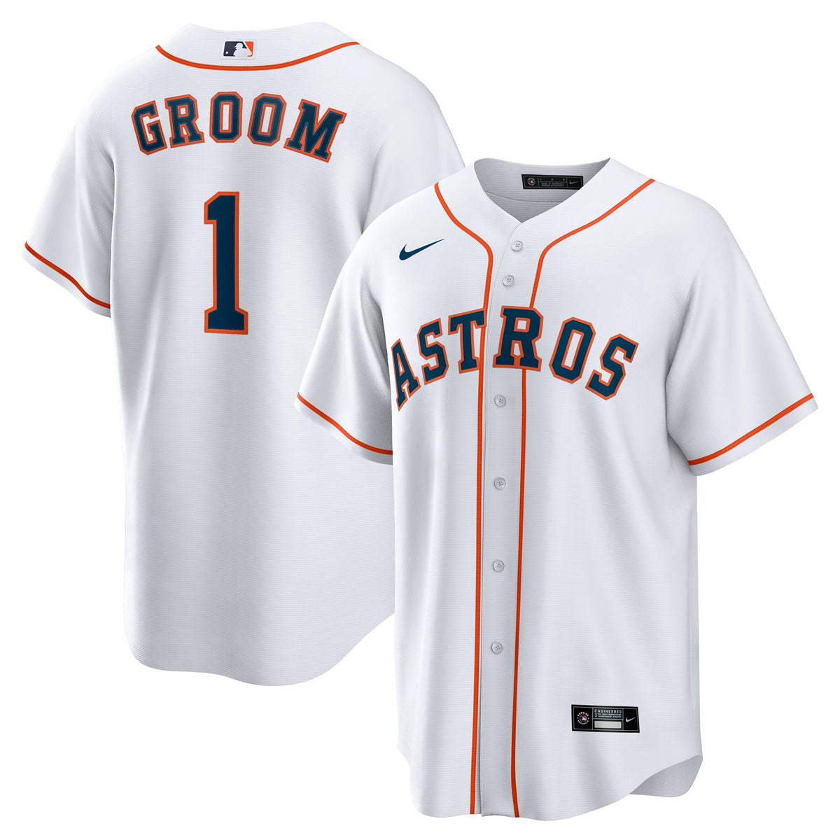 Houston Astros White #1 Groom Home Replica Jersey