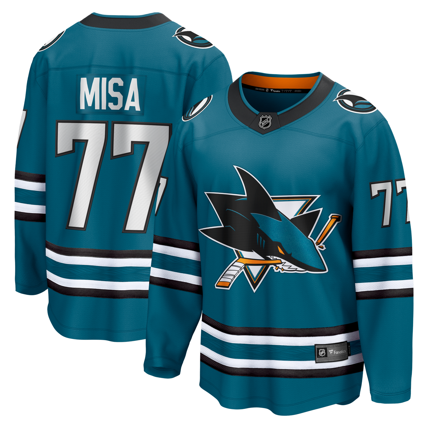 San Jose Sharks Michael Misa Fanatics Teal Breakaway Jersey