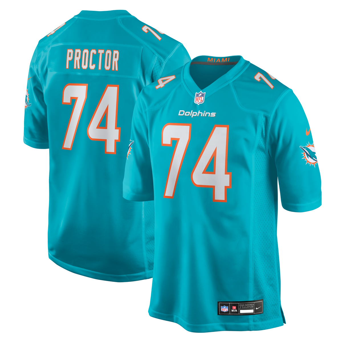 Miami Dolphins Kayden Proctor Aqua 2026 NFL Draft First Round Pick No. 12 Team Game Jersey