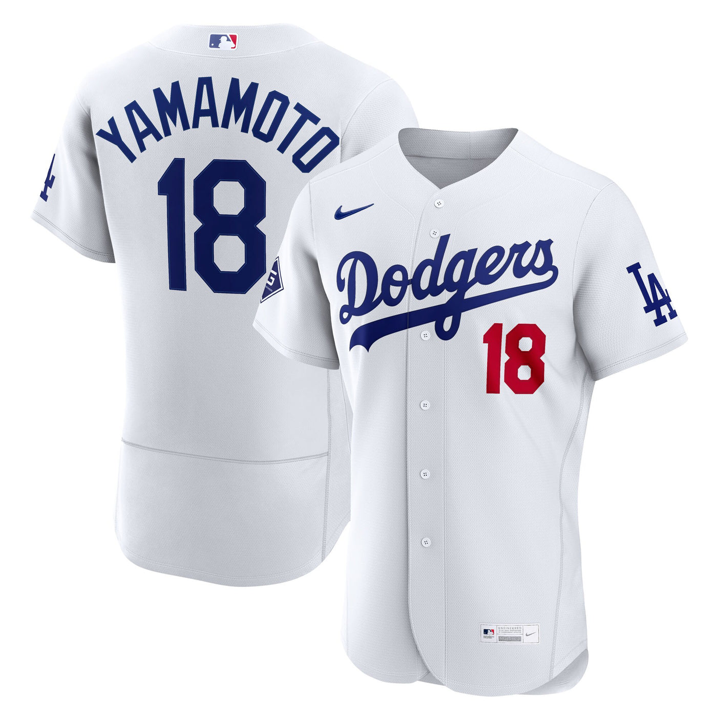 Los Angeles Dodgers Yoshinobu Yamamoto Nike White Home Authentic Sponsor Patch Jersey