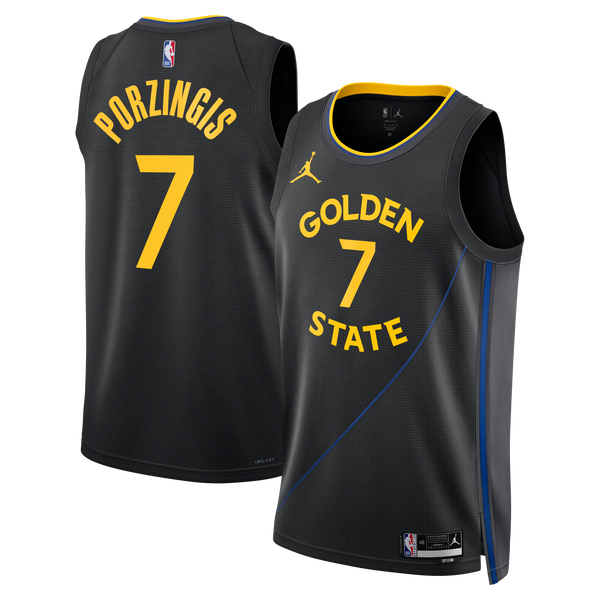 Golden State Warriors Jordan Brand 2024/25 Statement Edition Swingman Jersey - Black - Kristaps Porziņģis