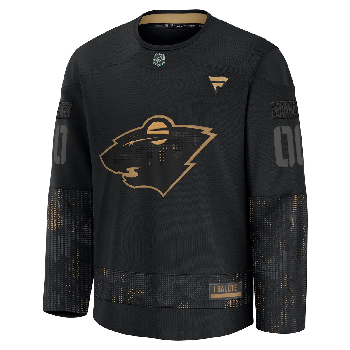 Minnesota Wild Fanatics Black 2024 Military Appreciation Custom Practice Jersey