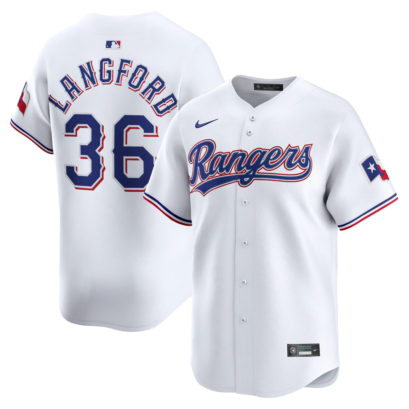 Texas Rangers Wyatt Langford Nike White Home Limited Player Jersey