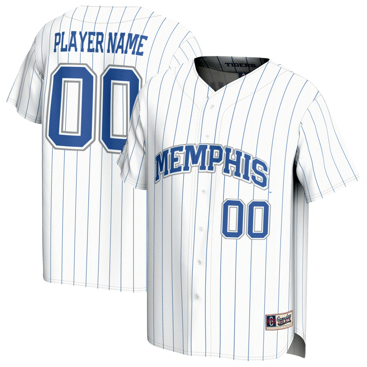Memphis Tigers GameDay Greats Lightweight Collegiate Baseball Pinstripe NIL Pick-A-Player Fashion Jersey - White