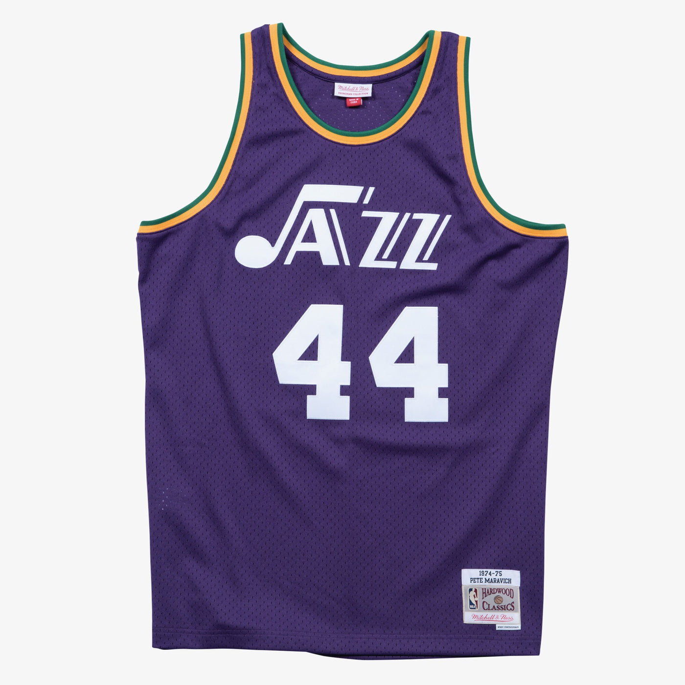 New Orleans Jazz Mitchell & Ness Pete Maravich 1974 Swingman Road Authentic Jersey - Purple