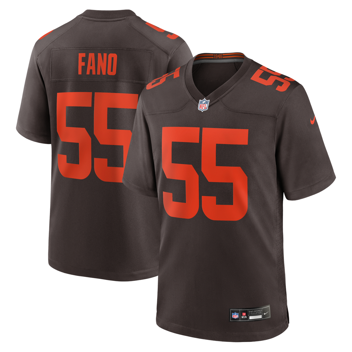 Cleveland Browns Spencer Fano Brown 2026 NFL Draft First Round Pick No. 9 Alpha Dawg Alternate Game Jersey