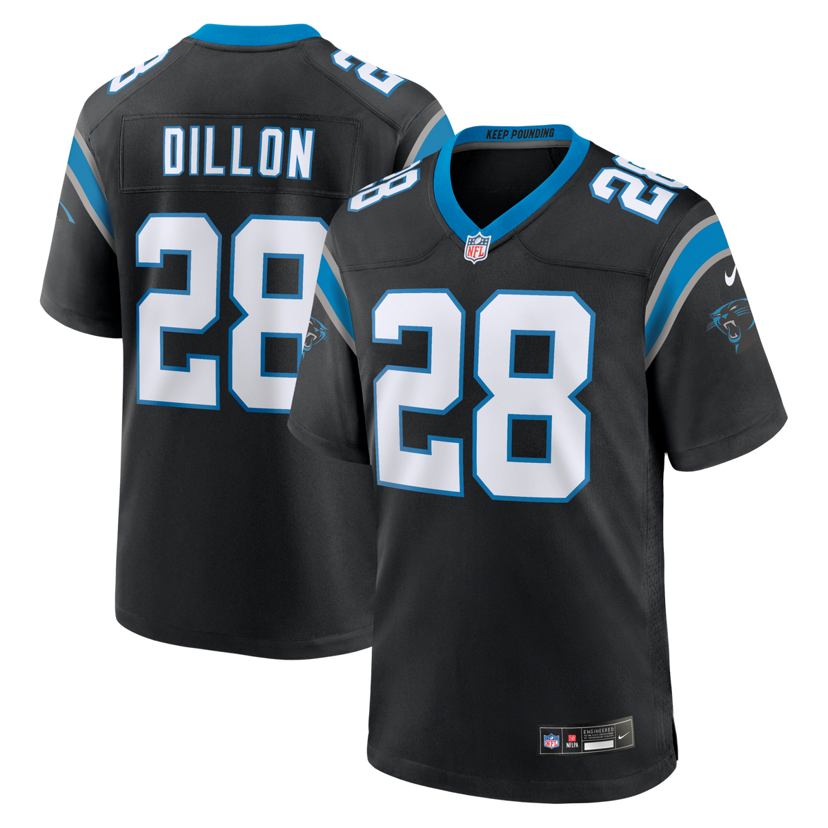 Carolina Panthers AJ Dillon Black Team Game Jersey