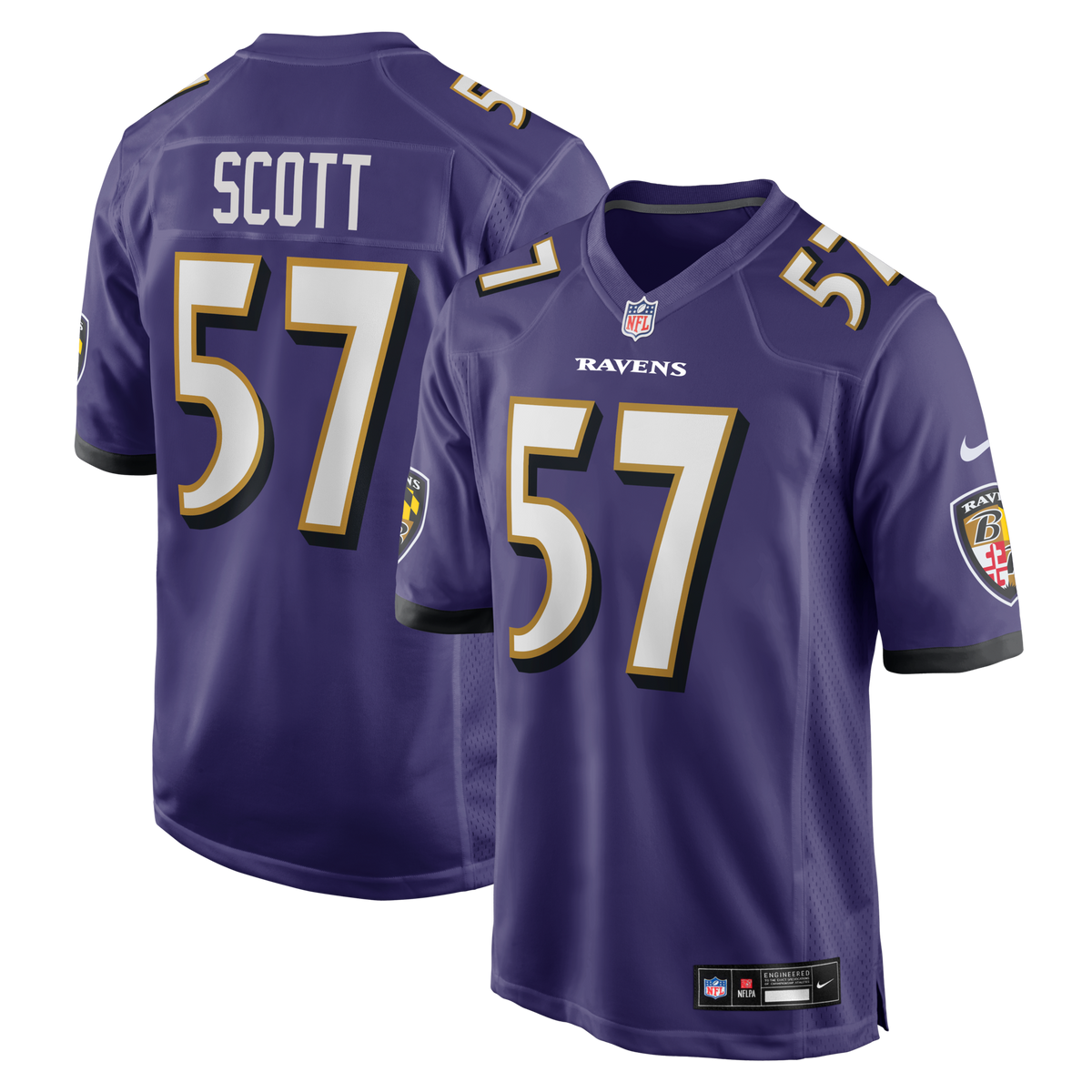 Baltimore Ravens Bart Scott Purple Game Retired Player Jersey
