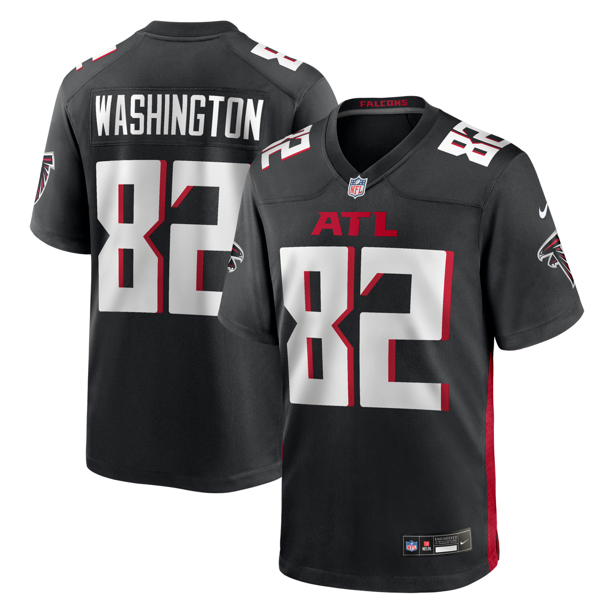 Atlanta Falcons Casey Washington Black Team Game Jersey