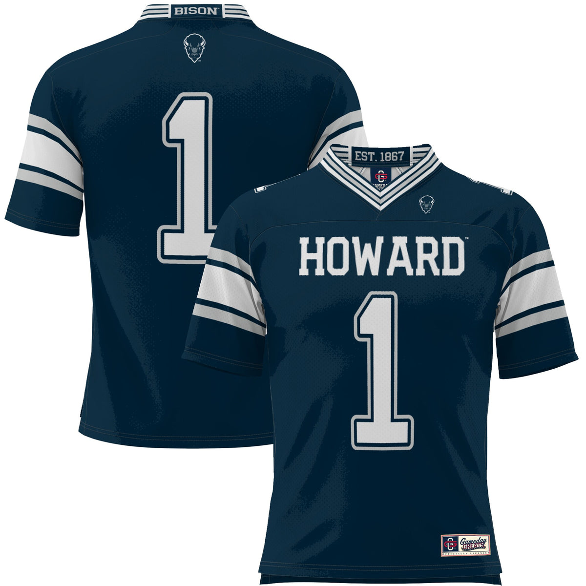 #1 Howard Bison GameDay Greats Endzone Football Jersey - Navy