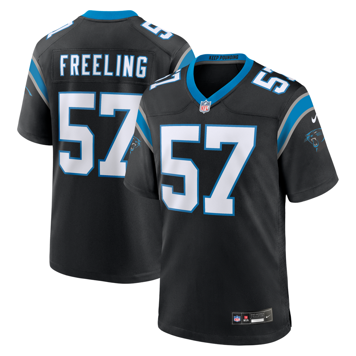 Carolina Panthers Monroe Freeling Black 2026 NFL Draft First Round Pick No. 19 Team Game Jersey