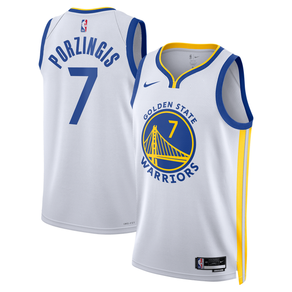 Golden State Warriors Nike Association Edition Swingman Jersey - White - Kristaps Porziņģis