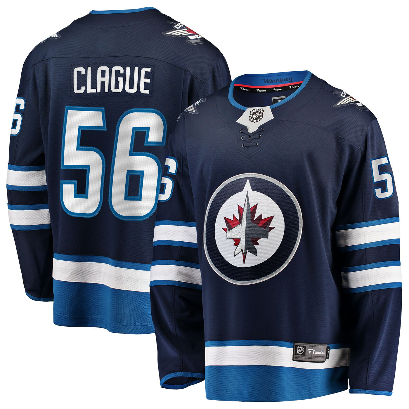 Winnipeg Jets Kale Clague Fanatics Navy Home Breakaway Jersey