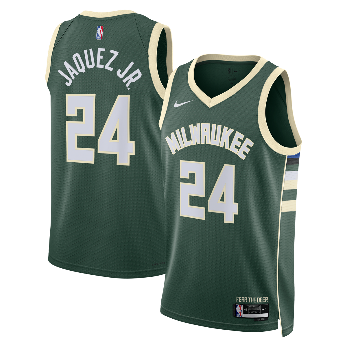 Milwaukee Bucks Icon Edition Swingman Jersey - Hunter Green - Jaime Jaquez Jr. -