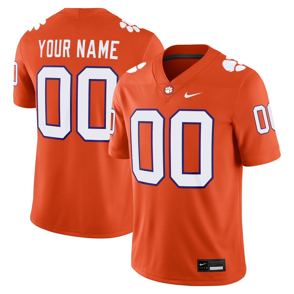 Clemson Tigers Custom Football Game Jersey - Orange