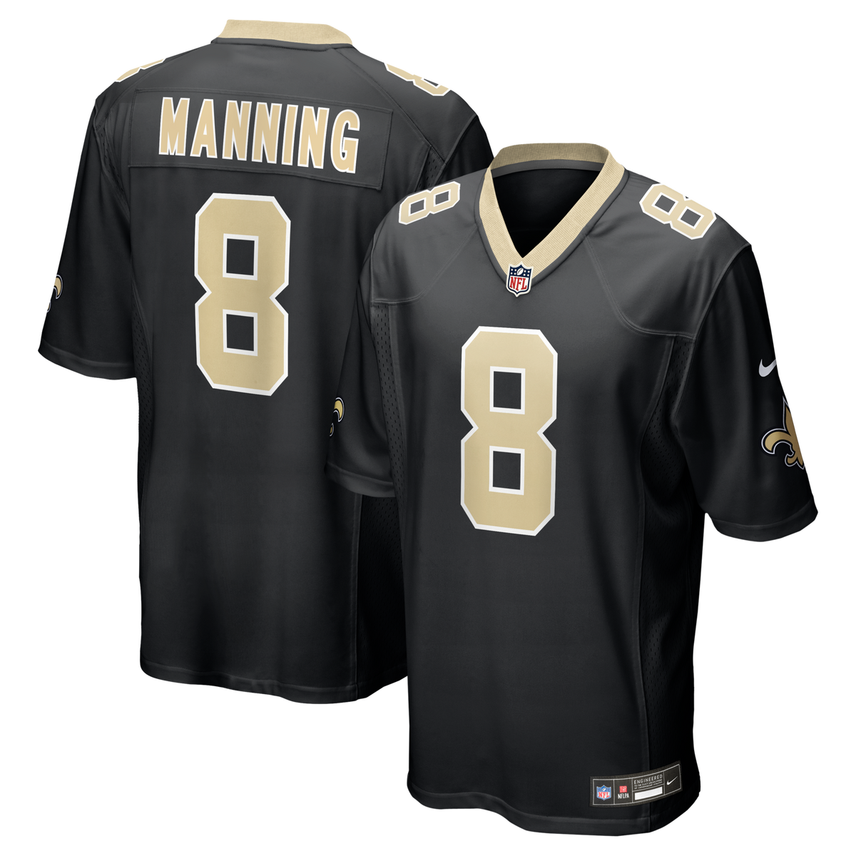 New Orleans Saints Archie Manning Black Game Retired Player Jersey