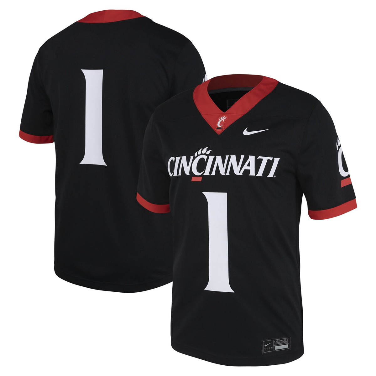 #1 Cincinnati Bearcats Untouchable Football Jersey – Black